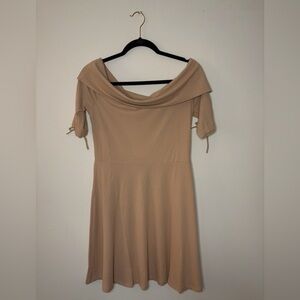 Tan Hayden Off-Shoulder Dress L